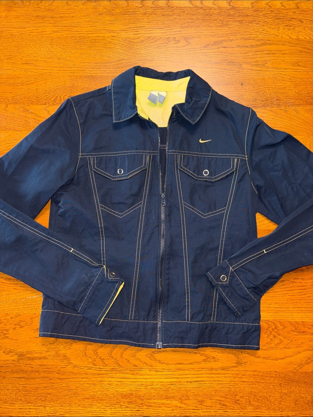 Nike size 4-6 Navy Jacket with Yellow Interior